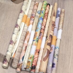 Wrapping Paper Rolls Set Of 10 Decorative Vintage